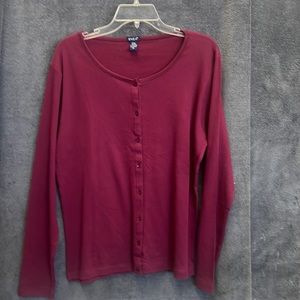 Enza xl maroon button up sweater